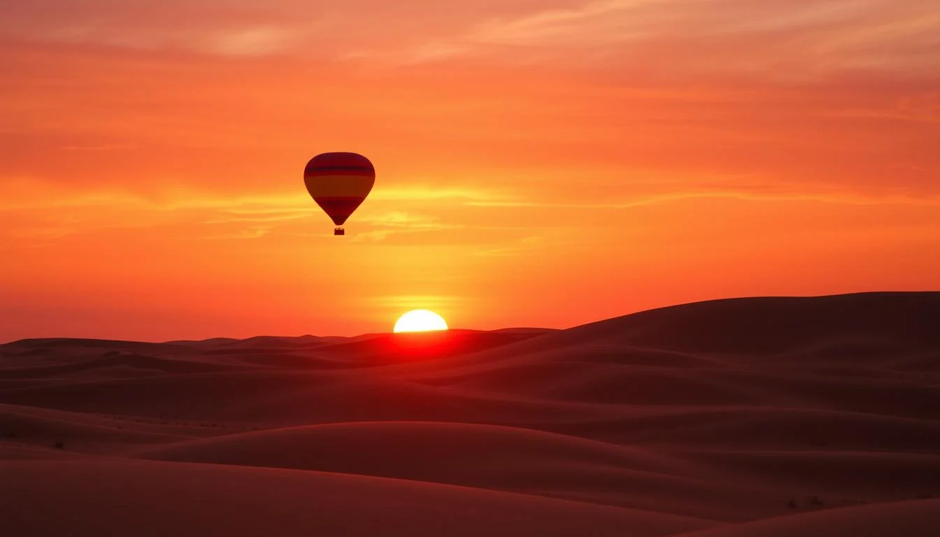 Hot Air Ballooning at Sunrise Over the Dubai